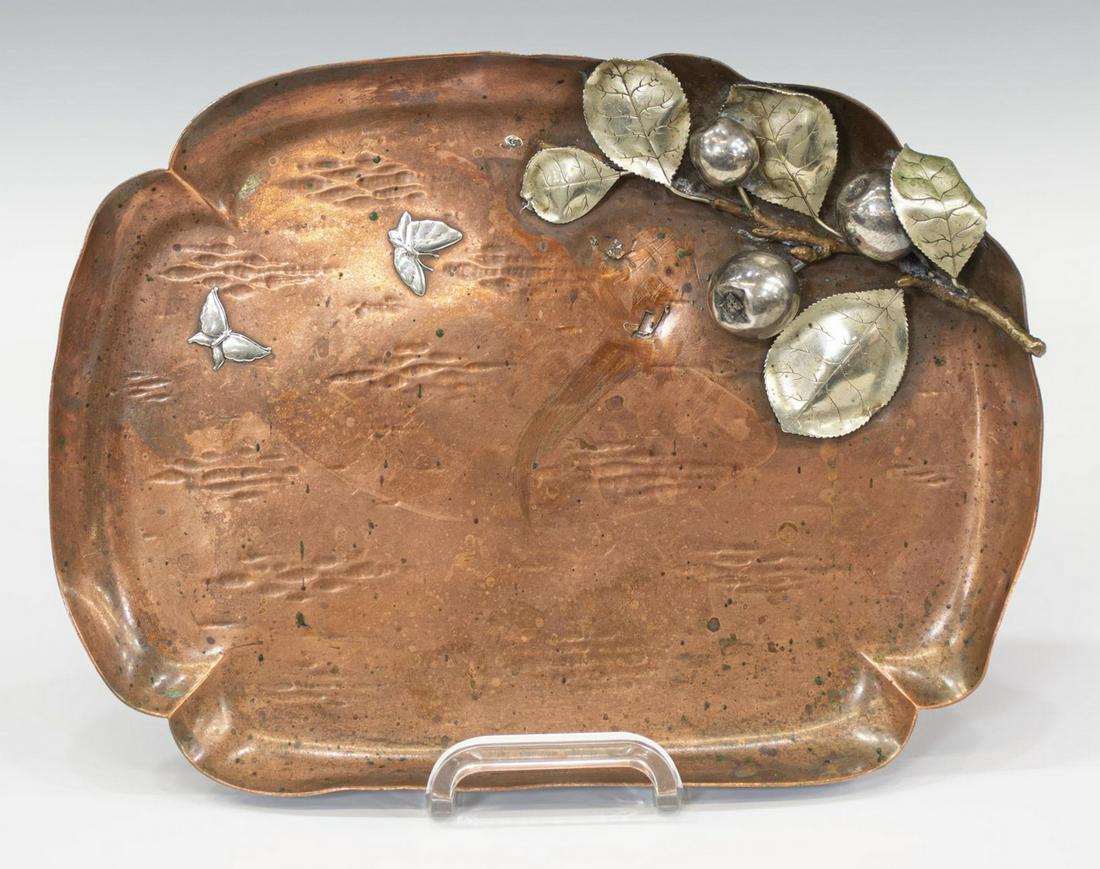 GORHAM AESTHETIC MOVEMENT COPPER & SILVER TRAY (1 of 3)