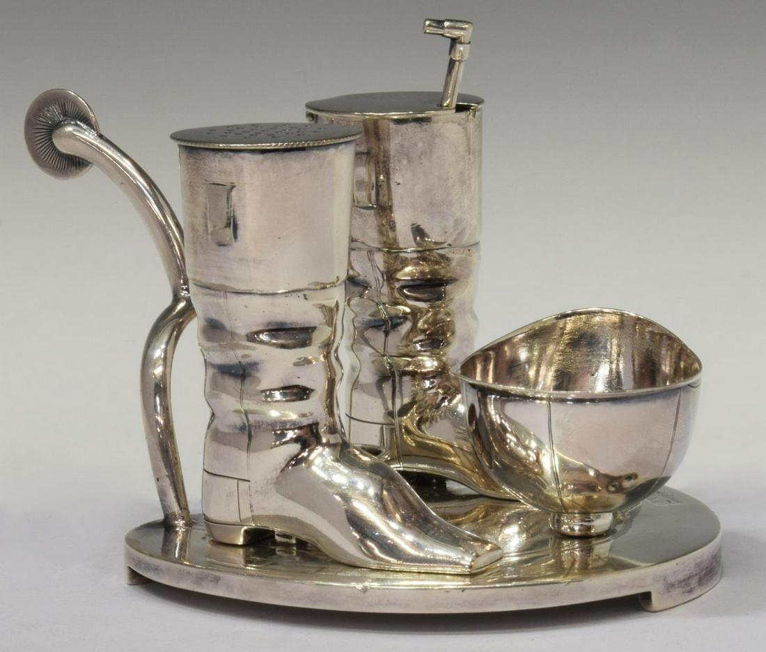 G.R. COLLIS SILVER PLATE EQUESTRIAN CONDIMENT SET (1 of 7)