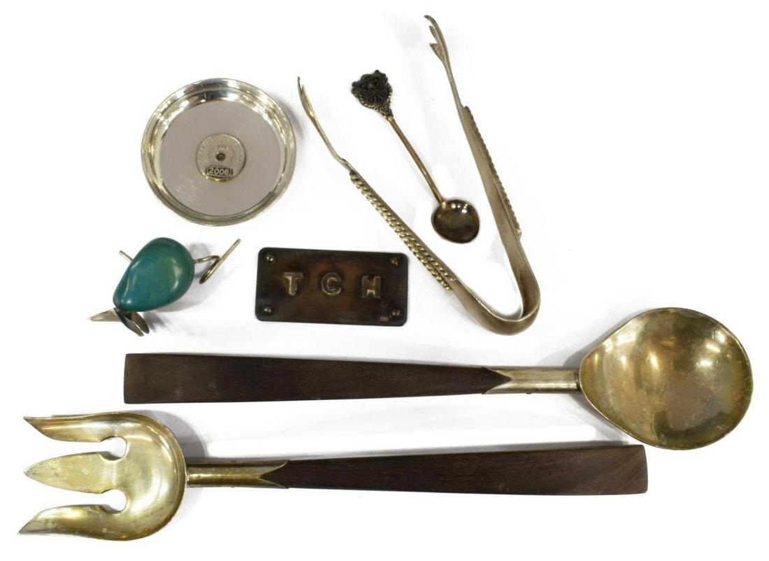 (7) MEXICO STERLING & WOOD SALAD SERVING SET (1 of 4)