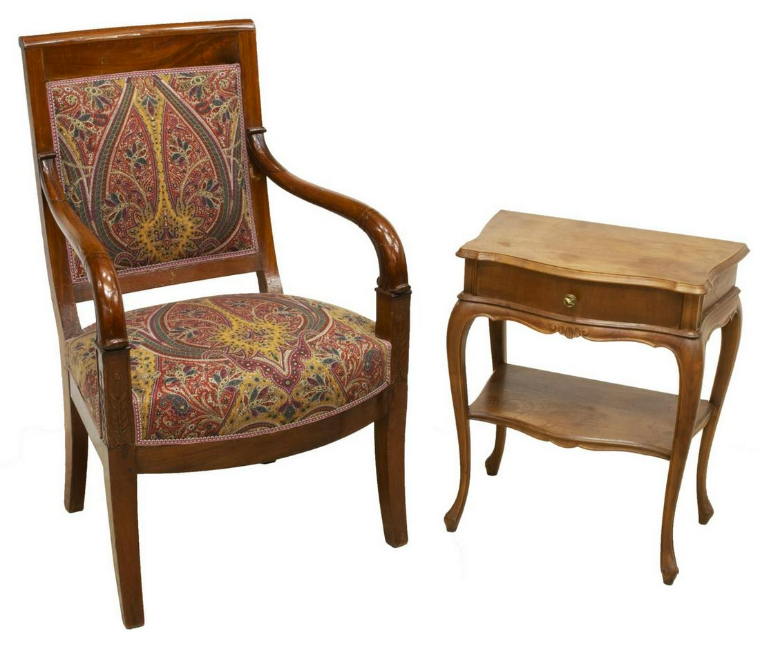 (2) EMPIRE STYLE ARMCHAIR & LOUIS XV STYLE TABLE (1 of 2)