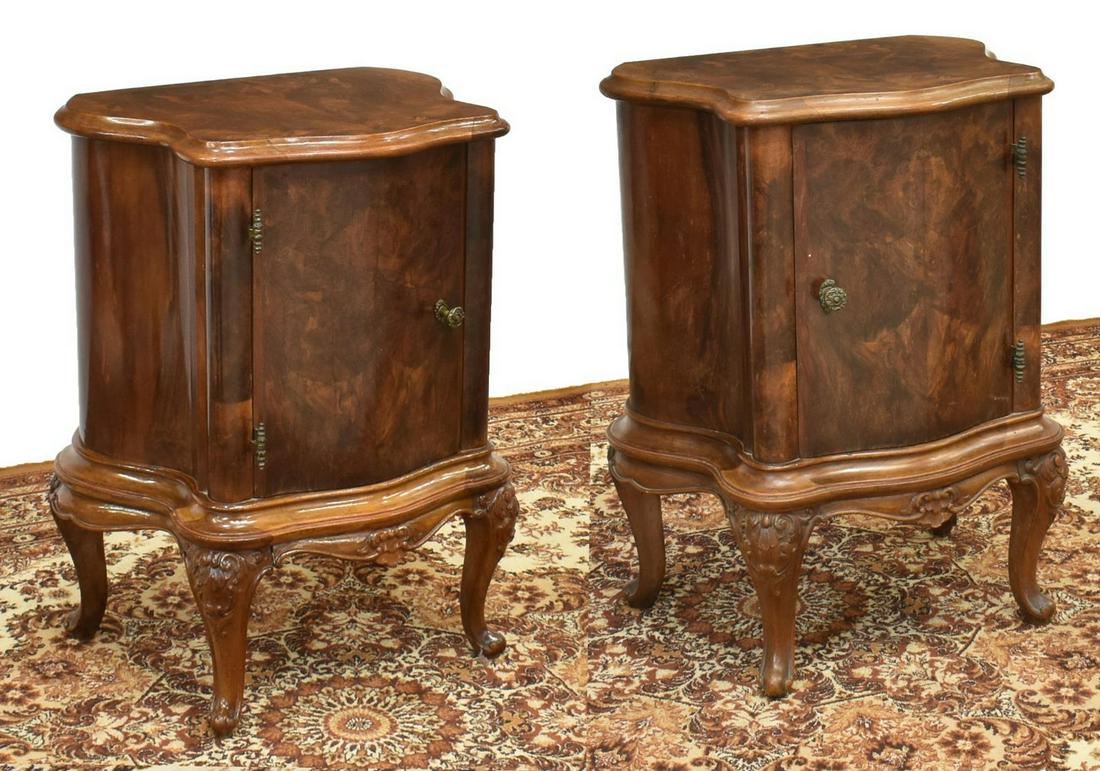 (2) VENETIAN BURLED WALNUT BEDSIDE CABINETS (1 of 5)