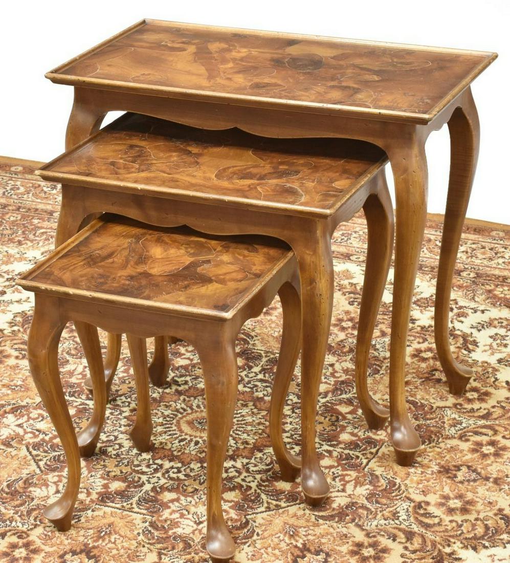 (3) ITALIAN VENETIAN WALNUT NESTING TABLES (1 of 4)