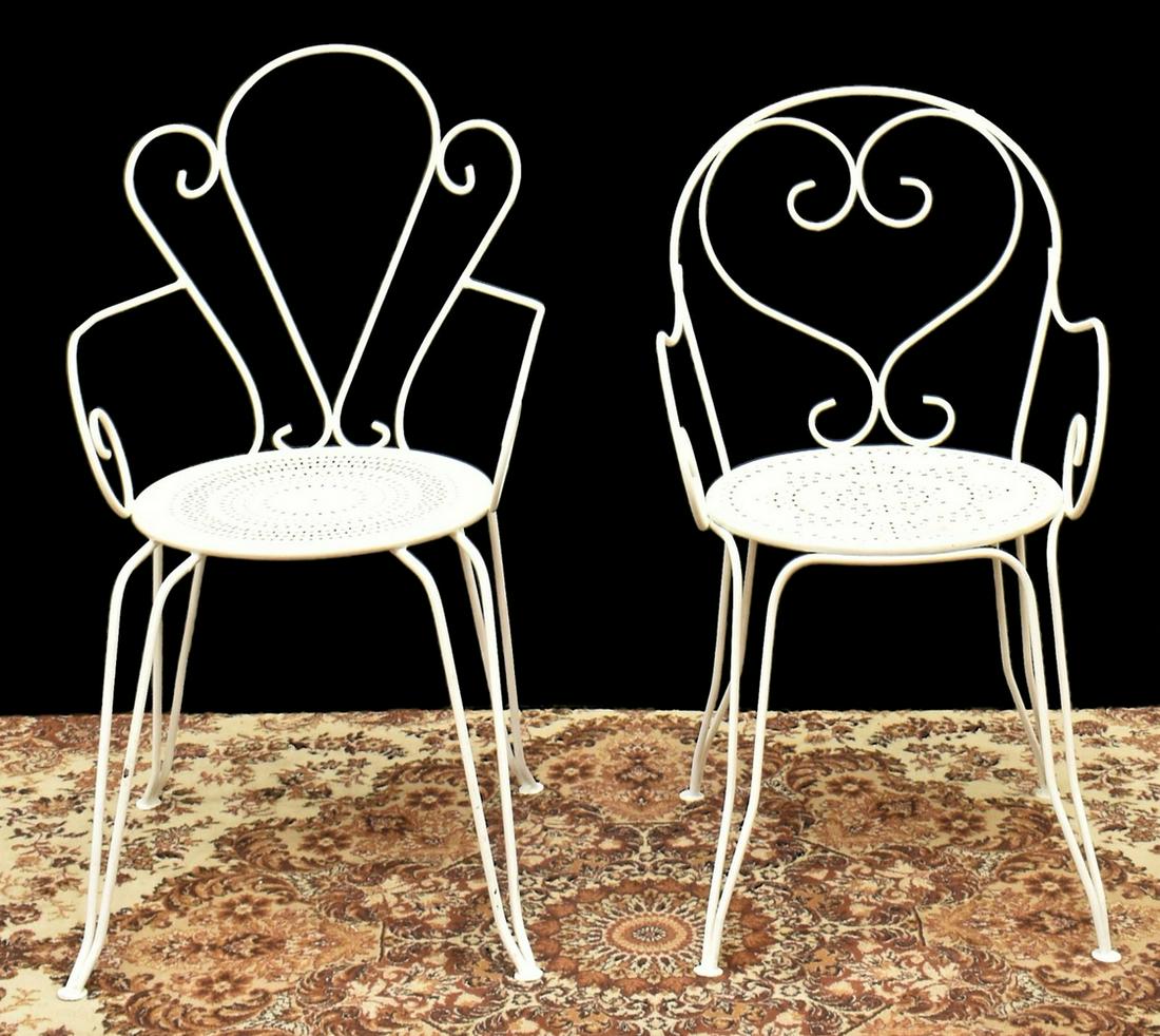 (2) ITALIAN PAINTED WROUGHT IRON GARDEN CHAIRS (1 of 2)