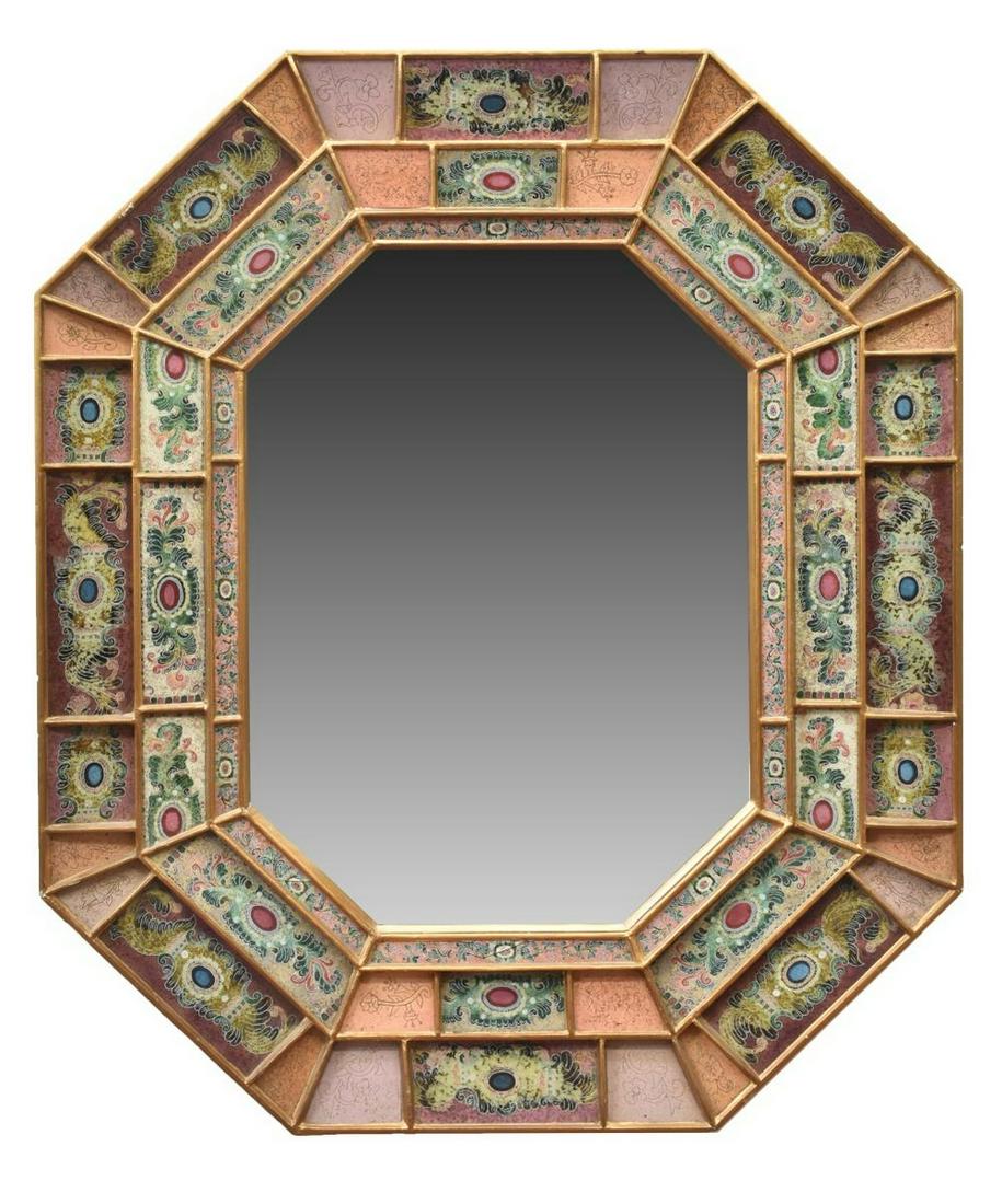 CONTEMPORARY POLYCHROME OCTAGONAL WALL MIRROR (1 of 5)