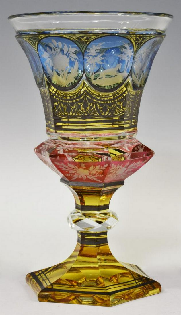 FINE BOHEMIAN POLYCHROME CUT GLASS GOBLET (1 of 2)