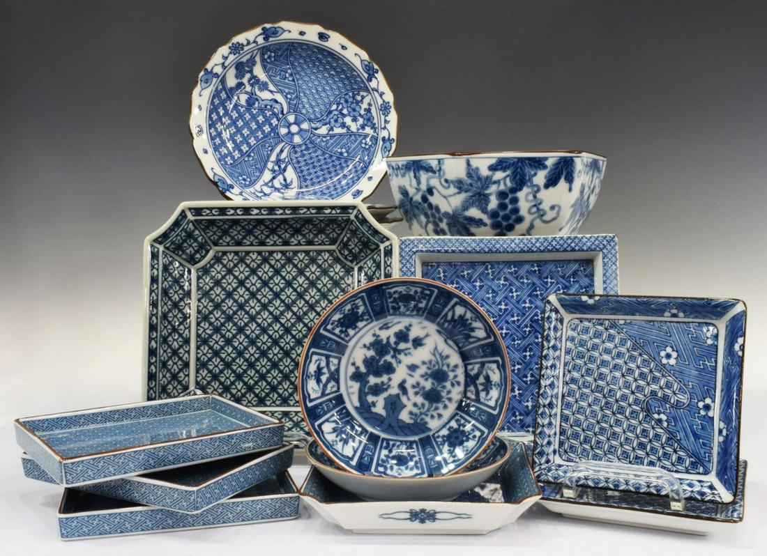 (14) JAPANESE BLUE & WHITE PORCELAIN TABLEWARE (1 of 7)