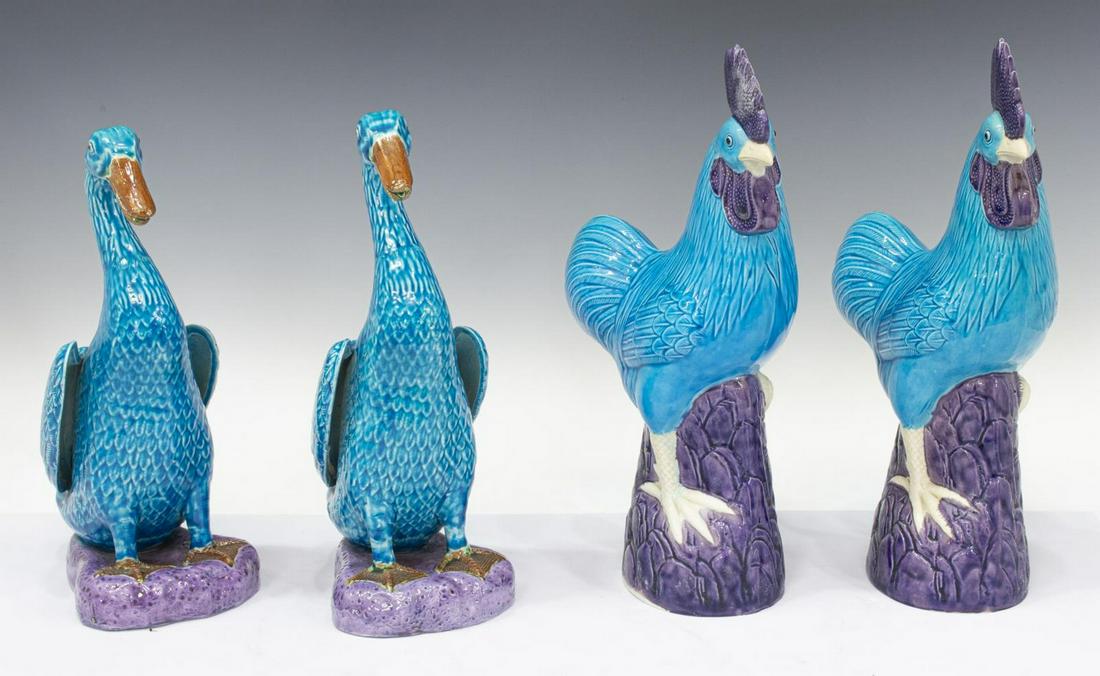 (4) CHINESE TURQUOISE GLAZED DUCKS & ROOSTERS (1 of 4)