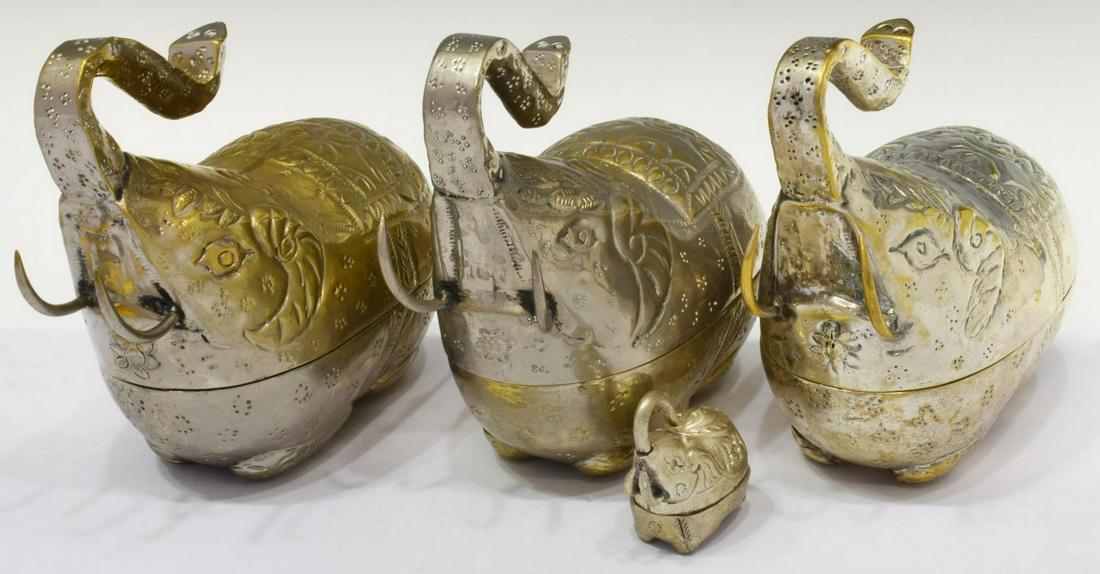 4) CAMBODIAN SILVER PLATE ELEPHANT BETEL-NUT BOXES (1 of 5)