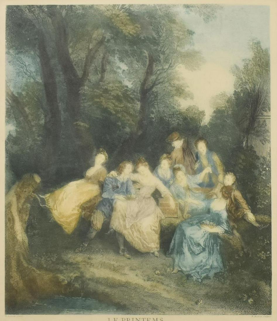 FRENCH ROCOCO ENGRAVING LE PRINTEMPS AFTER LANCRET (1 of 4)