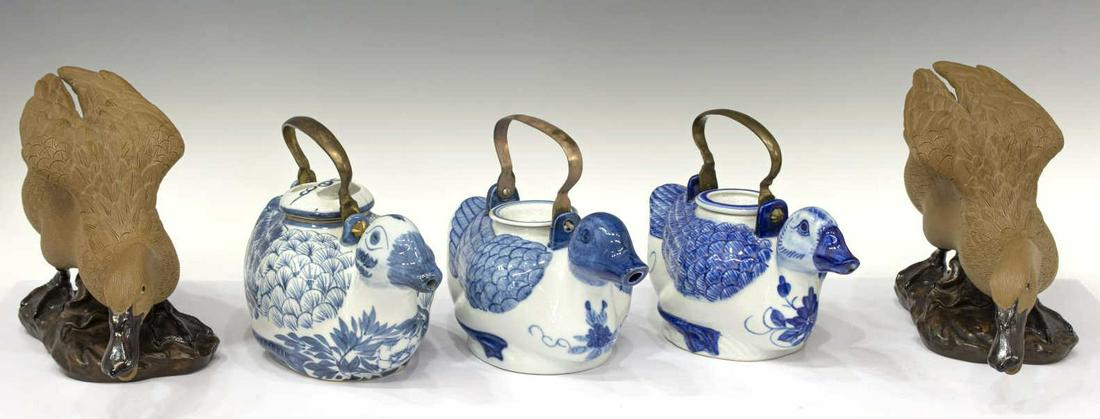 (5) CHINESE SHIWAN DUCKS & PORCELAIN TEAPOTS (1 of 6)