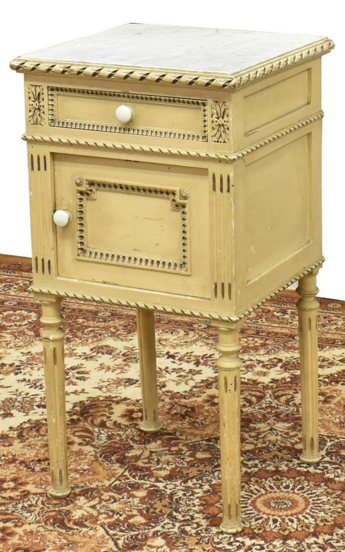 FRENCH LOUIS XVI STYLE PAINTED BEDSIDE CABINET (1 of 5)