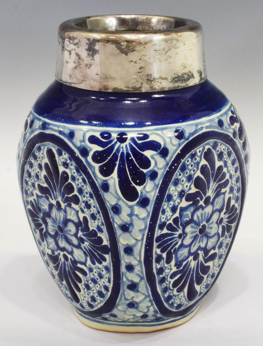TALAVERA SILVER-MOUNTED EARTHENWARE VASE (1 of 4)