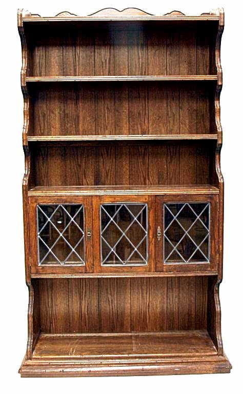 50 Ethan Allen Royal Charter Oak Lead Gl Bookcase