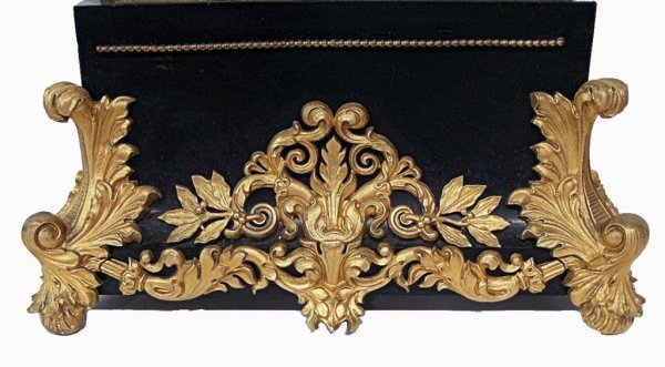 FRENCH GILT, PATINATED BRONZE MARBLE FIGURAL CLOCK - 5
