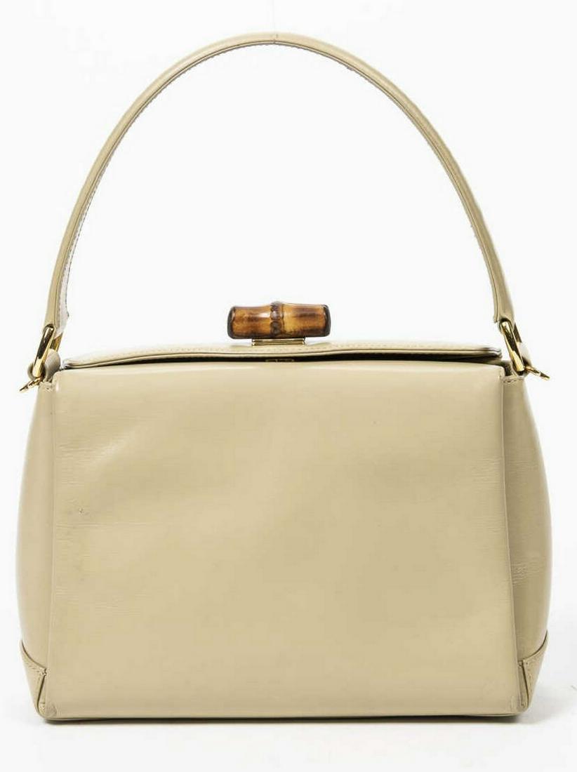 GUCCI 'CHINGHAILE' BAMBOO LOCK TOP HANDLE BAG (1 of 7)