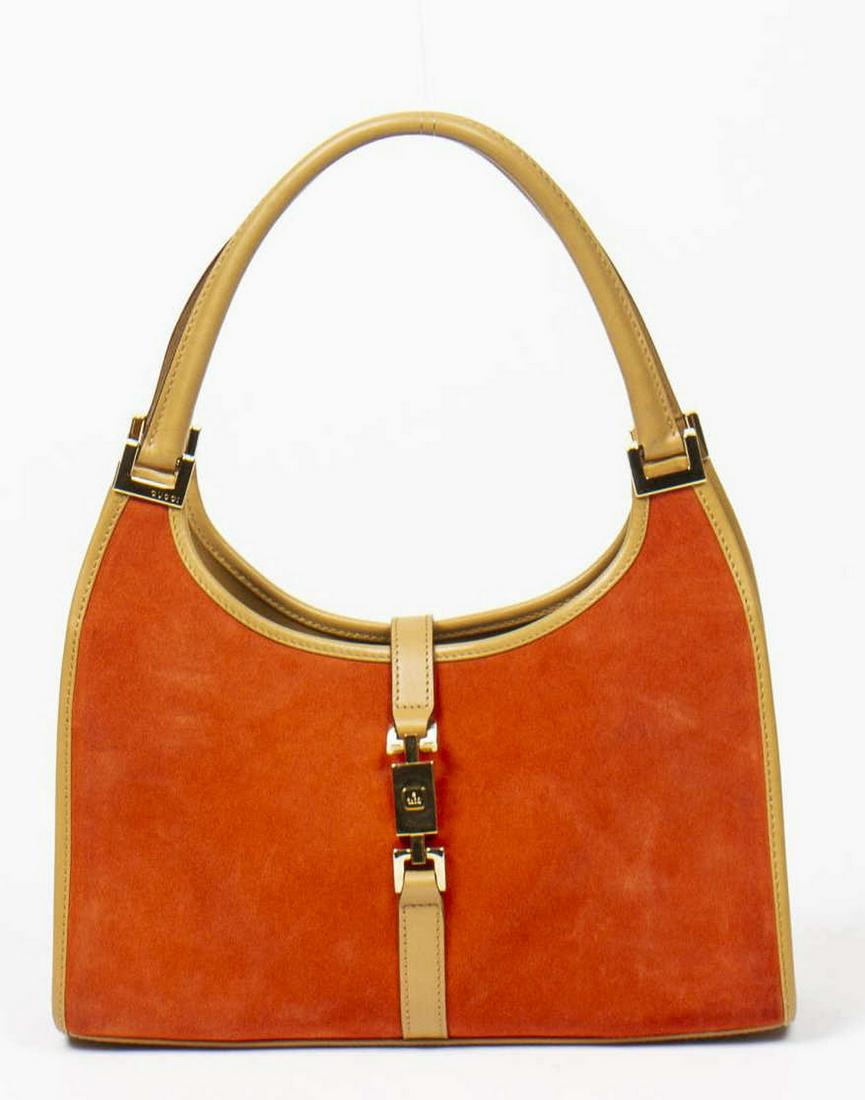 GUCCI 'JACKIE BARDOT' ORANGE SUEDE HANDBAG (1 of 7)