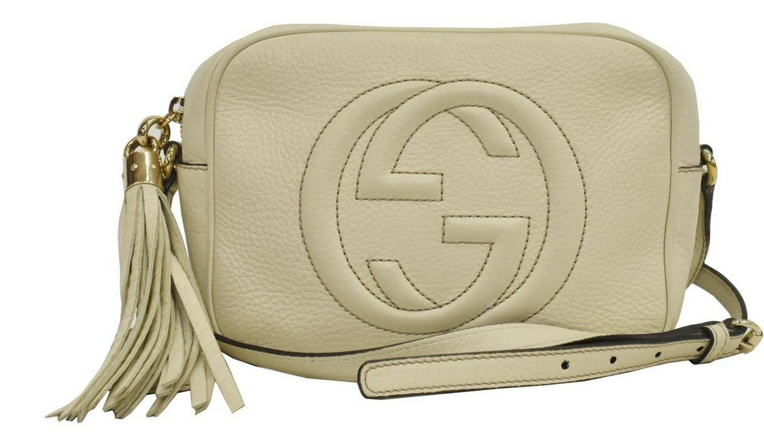 GUCCI IVORY GRAINED LEATHER 'DISCO' SHOULDER BAG (1 of 5)