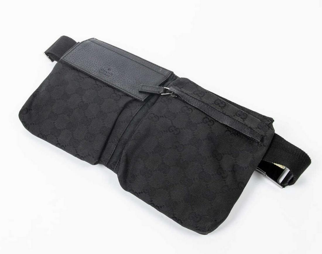 GUCCI GG BLACK MONOGRAM CANVAS BELT/ WAIST BAG (1 of 3)