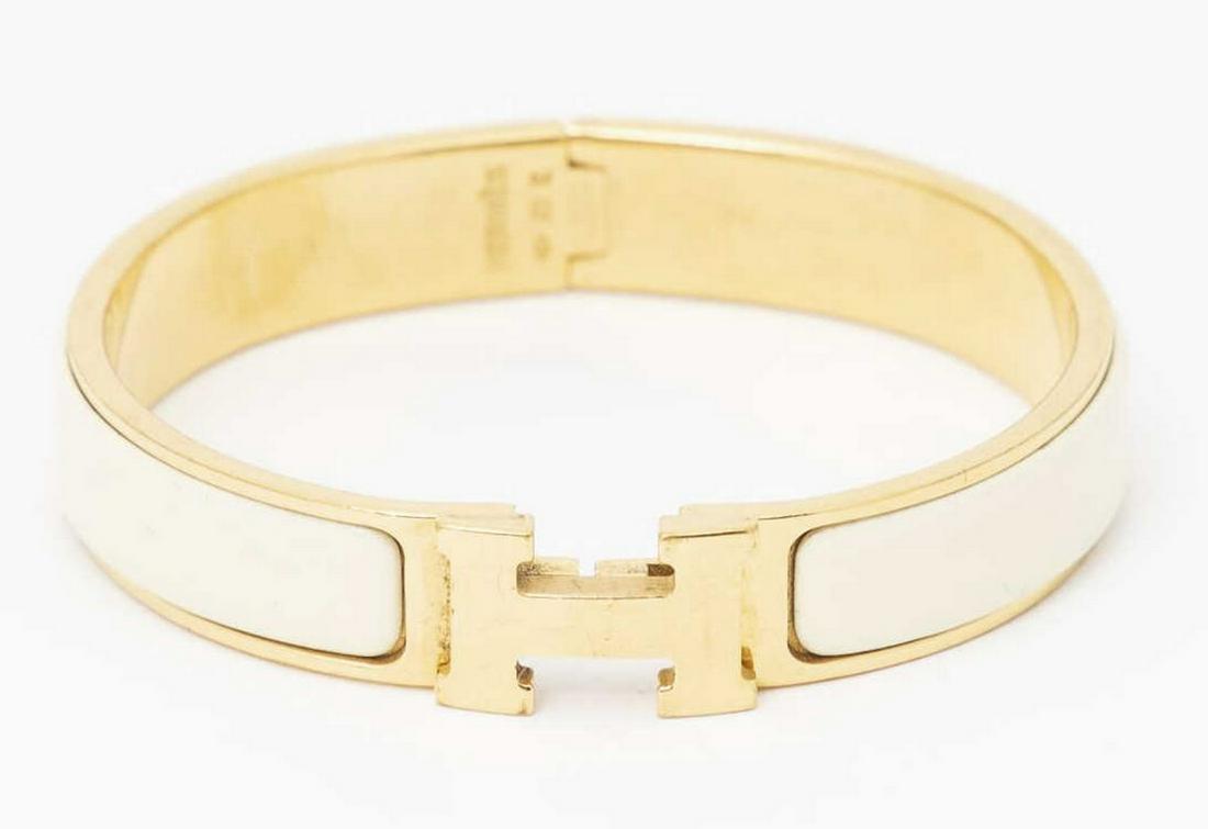 HERMES 'CLIC CLAC H' GOLD-PLATED & ENAMEL BRACELET (1 of 2)