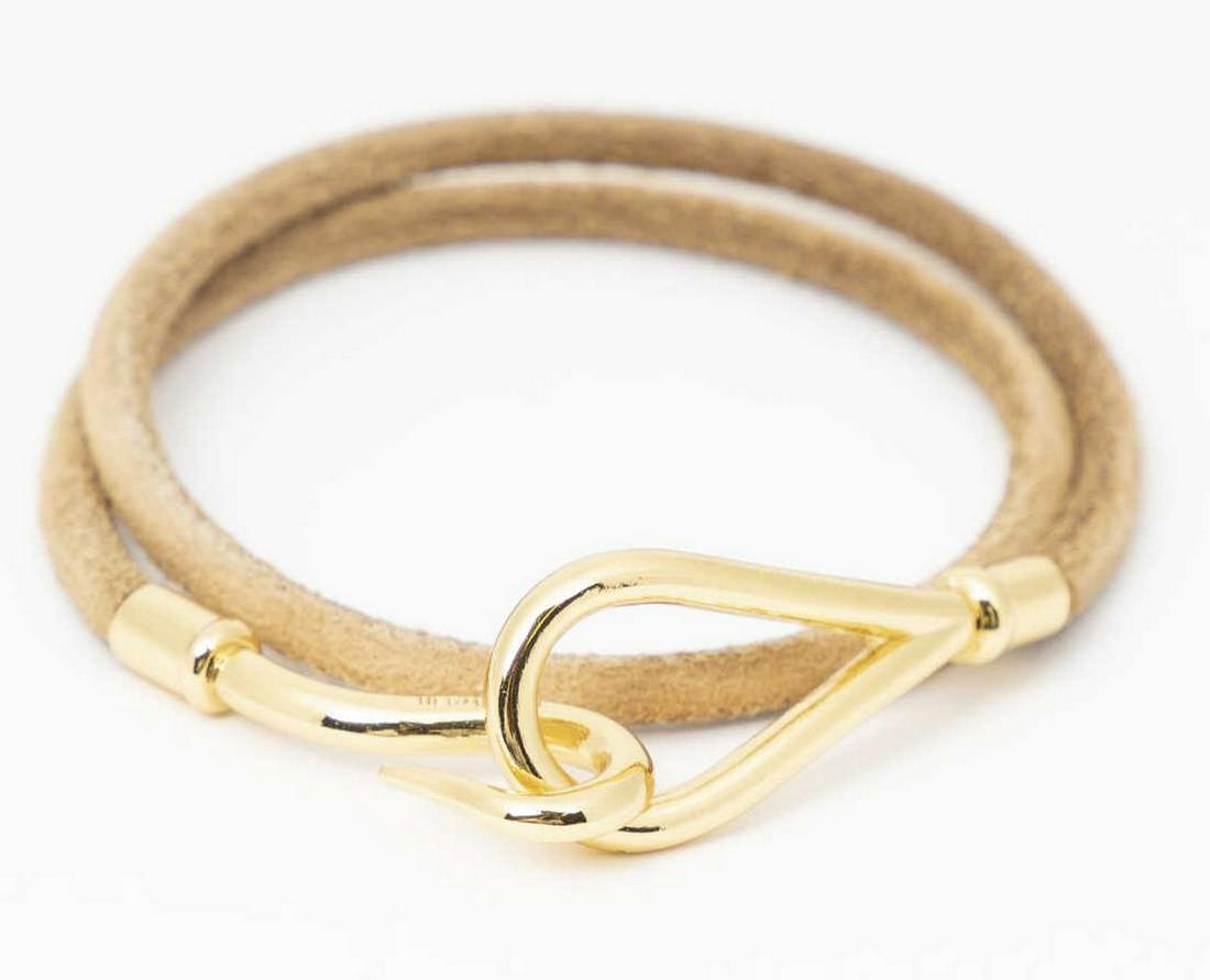 HERMES 'JUMBO DOUBLE TOUR' LEATHER WRAP BRACELET (1 of 2)