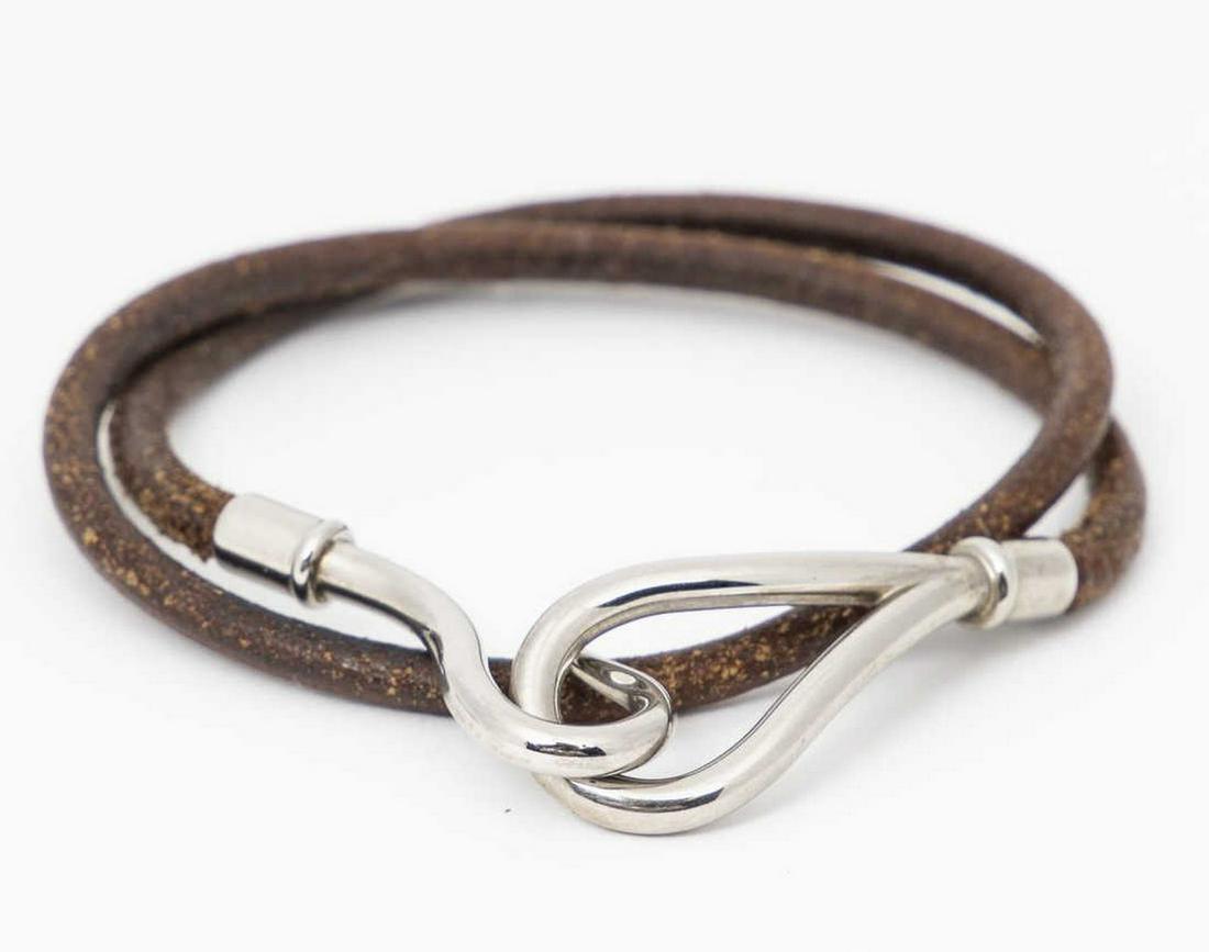 HERMES 'JUMBO DOUBLE TOUR' LEATHER WRAP BRACELET (1 of 2)