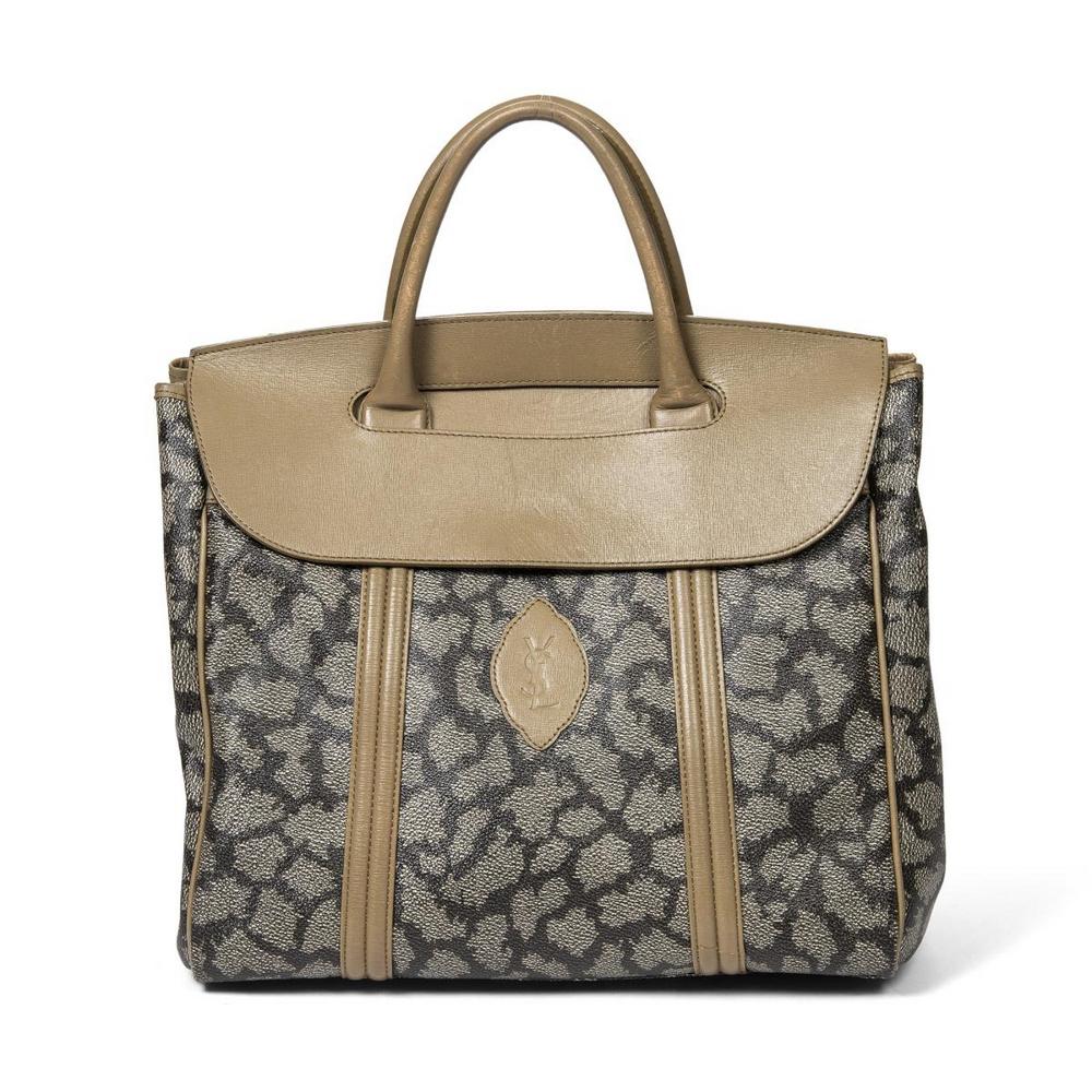 YVES SAINT LAURENT GIRAFFE PRINT CANVAS TOTE BAG (1 of 11)