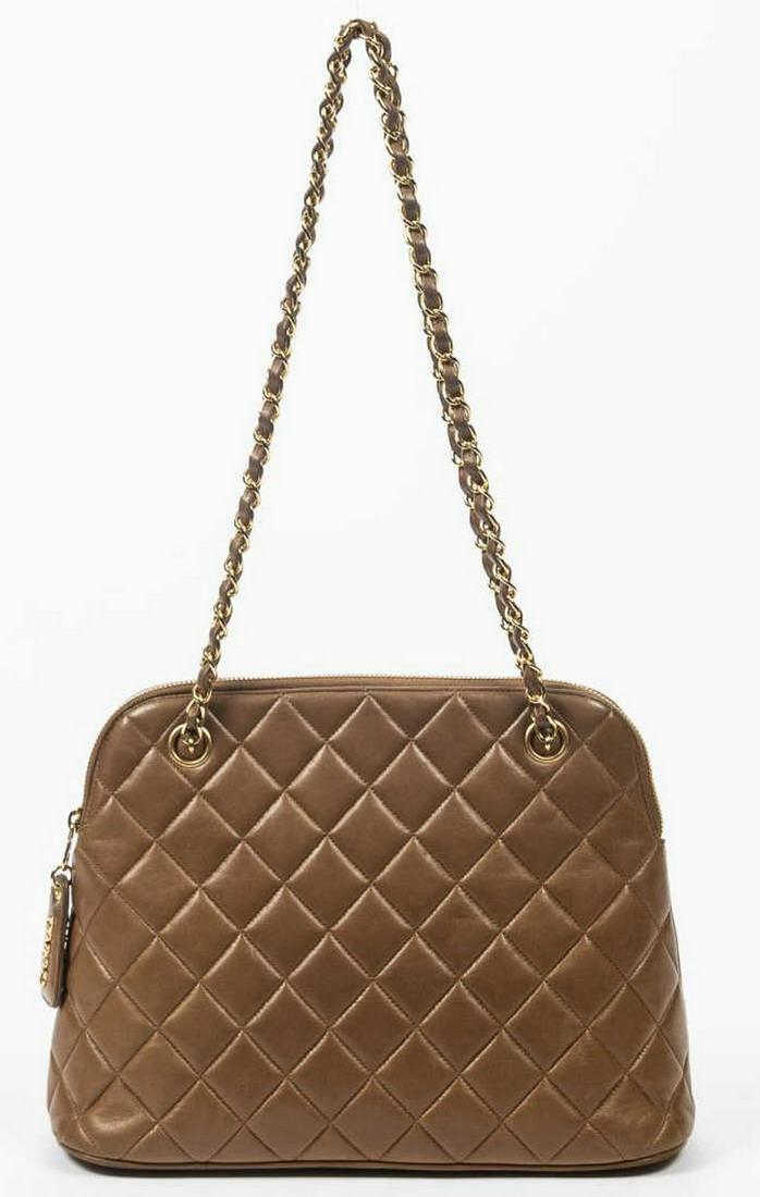 CHANEL BROWN QUILTED LEATHER SHOULDER TOTE BAG (1 of 7)