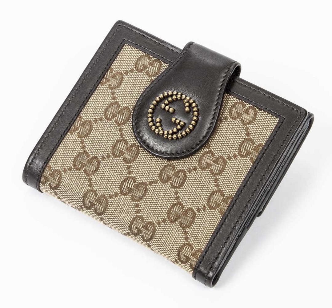 VINTAGE GUCCI STUDDED LOGO CANVAS WALLET (1 of 3)
