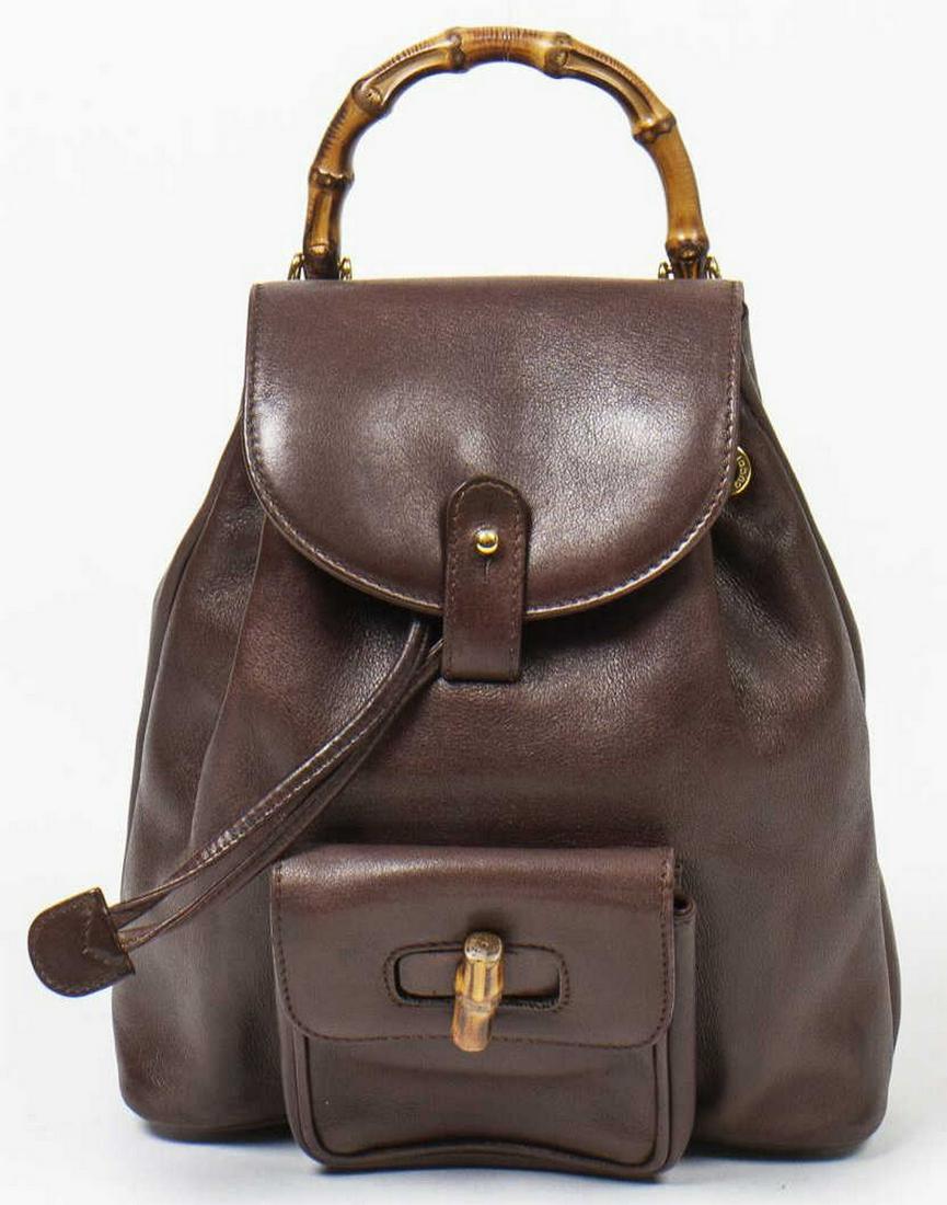 GUCCI 'BAMBOO PM' BROWN LEATHER BACKPACK (1 of 7)