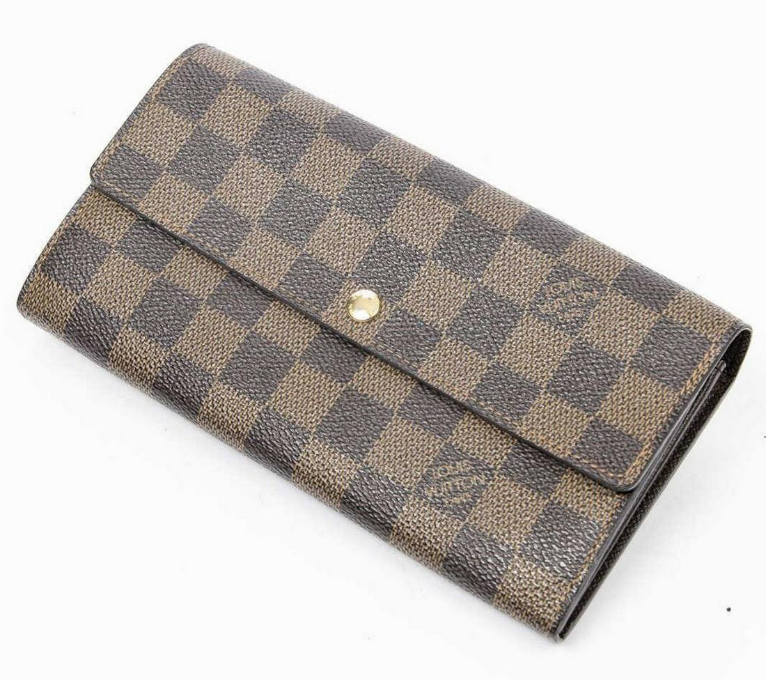 LOUIS VUITTON 'SARAH' DAMIER EBENE CANVAS WALLET (1 of 3)