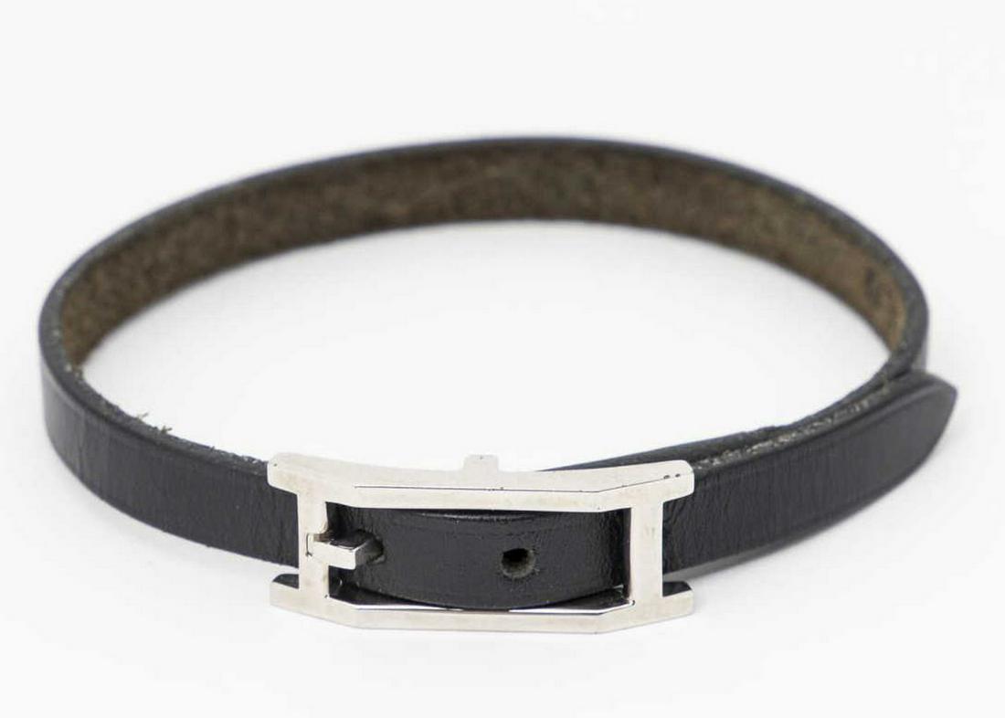 HERMES 'HAPI SINGLE TOUR' LEATHER WRAP BRACELET (1 of 2)