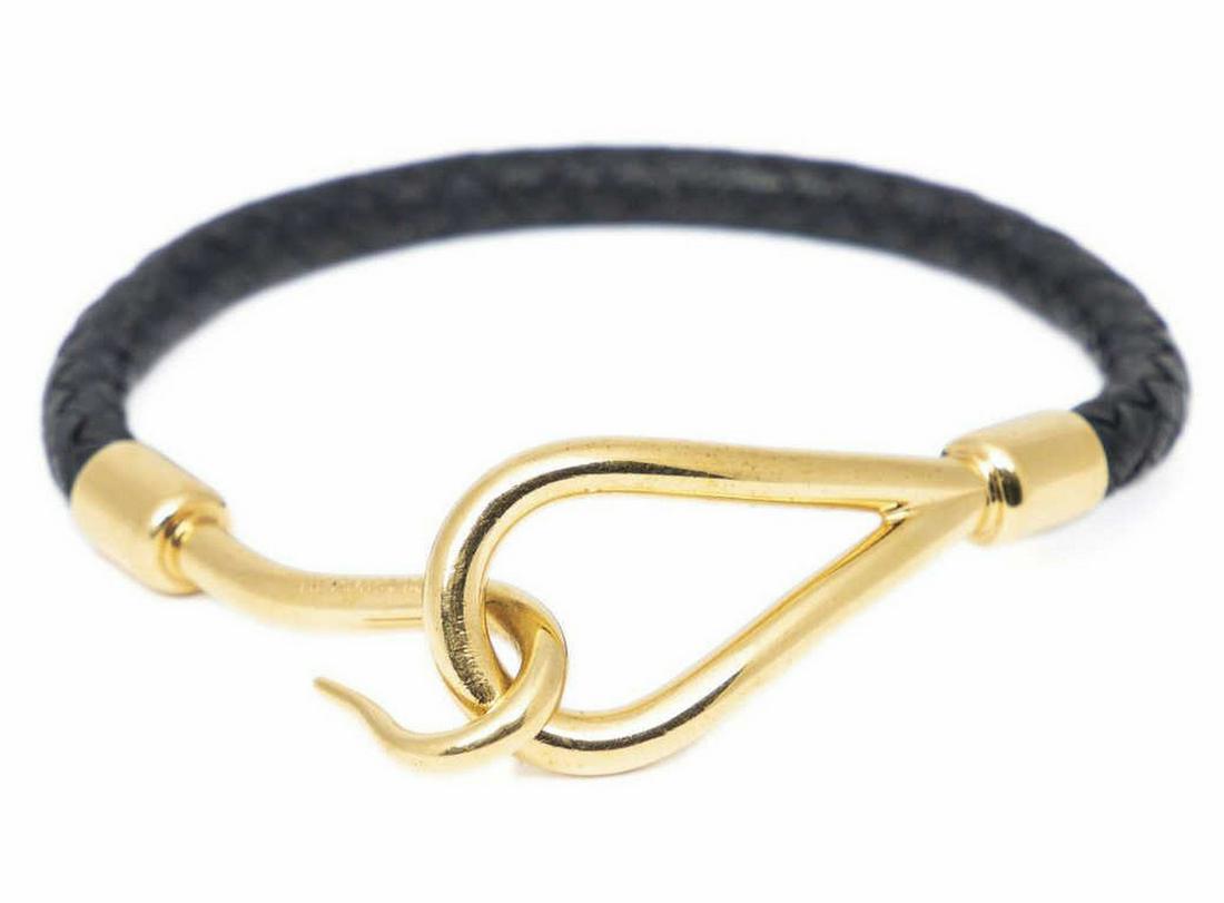 HERMES 'JUMBO' BLACK WOVEN LEATHER WRAP BRACELET (1 of 2)