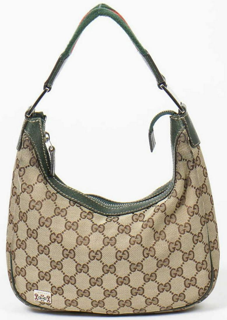 GUCCI 'POP' GG MONOGRAM & GREEN LEATHER HOBO BAG (1 of 7)