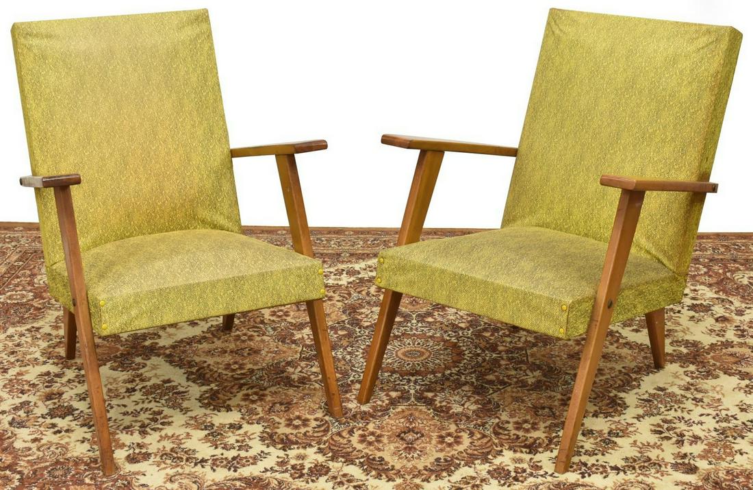 (2) MID-CENTURY MODERN UPHOLSTERED LOUNGE CHAIRS (1 of 3)