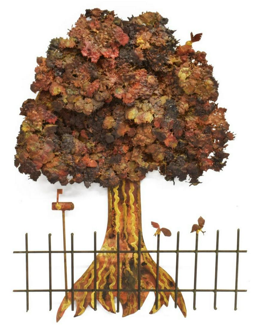 MID-CENTURY MIXED METAL TREE WALL SCULPTURE (1 of 3)