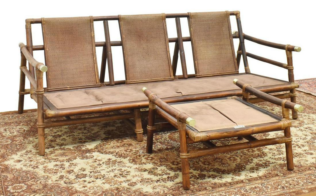 (2) JOHN WISNER FICKS REED RATTAN SOFA & OTTOMAN (1 of 5)