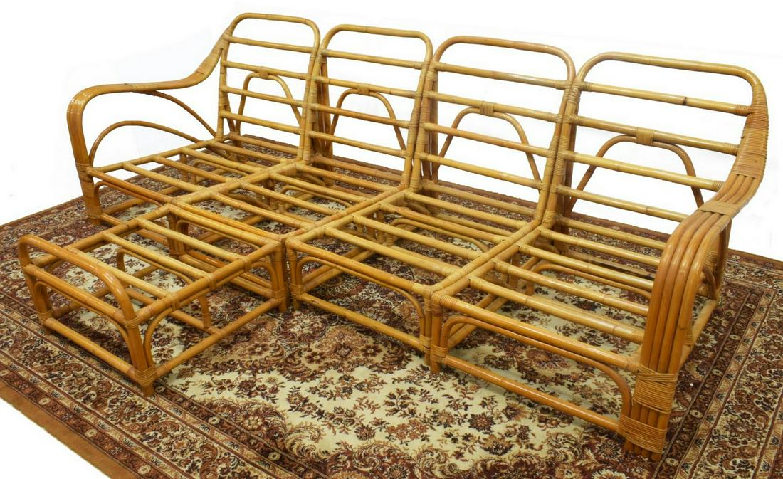 (2) PAUL FRANKL STYLE BAMBOO SECTIONAL & OTTOMAN (1 of 3)