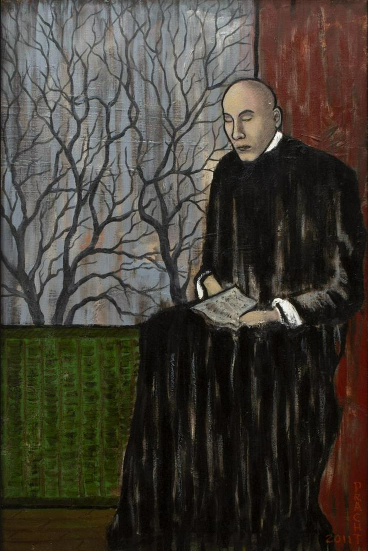 MICHAEL PRACHT THE WEEPING PRIEST ACRYLIC PAINTING (1 of 4)