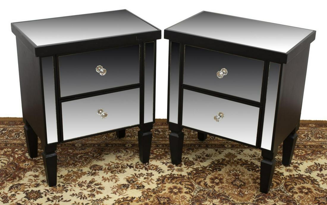 (2) MODERN MIRRORED BEDSIDE TABLES (1 of 3)