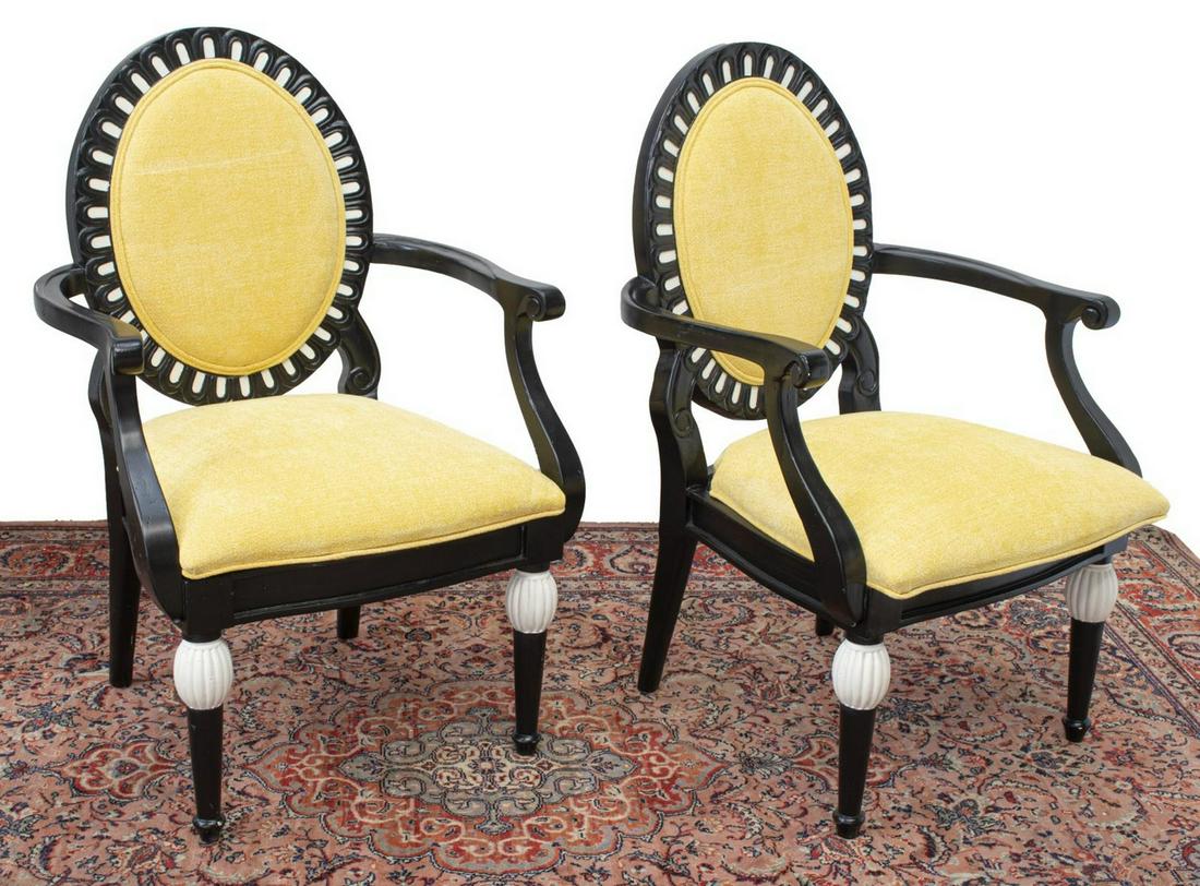 (2) PAINTED MEDALLION BACK ARMCHAIRS (1 of 2)