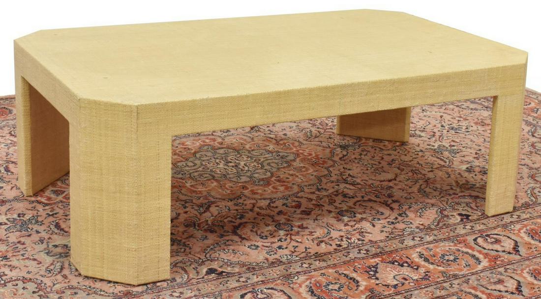 KARL SPRINGER STYLE LACQUERED WOVEN COFFEE TABLE (1 of 3)