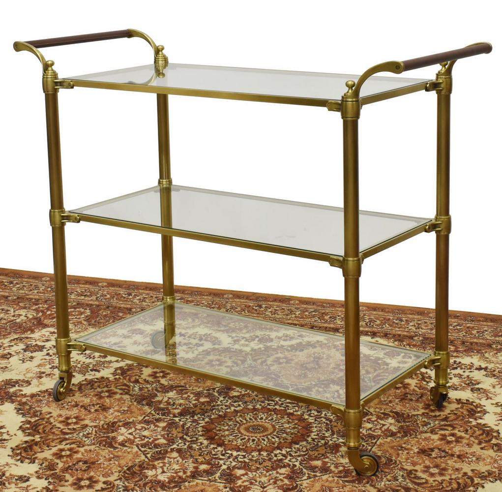 WILLIAMS SONOMA 'BECKETT' BRASS BAR SERVICE CART (1 of 4)