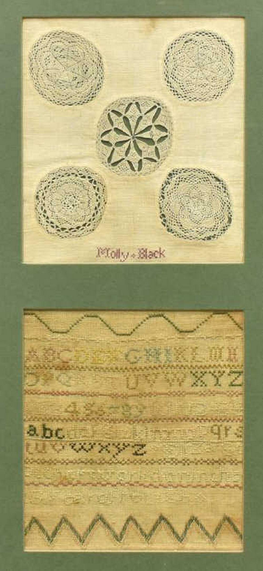 FRAMED NEEDLE LACE & NEEDLEPOINT SAMPLER FRAGMENTS (1 of 6)