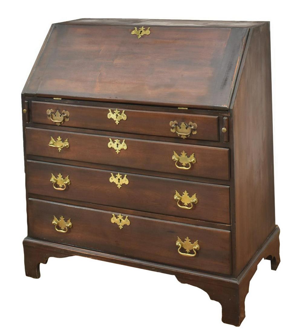 AMERICAN CHIPPENDALE PERIOD SLANT FRONT SECRETARY (1 of 6)