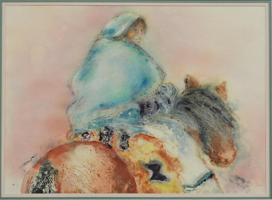 FRENCH SMITH (TEXAS) FIGURE ON HORSEBACK PASTEL (1 of 5)