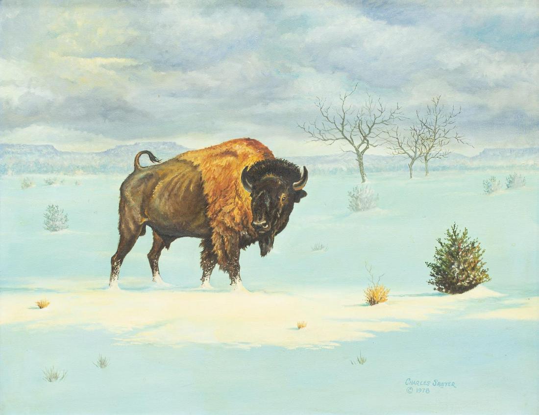 CHARLES R. SAWYER WESTERN BUFFALO IN THE SNOW (1 of 4)
