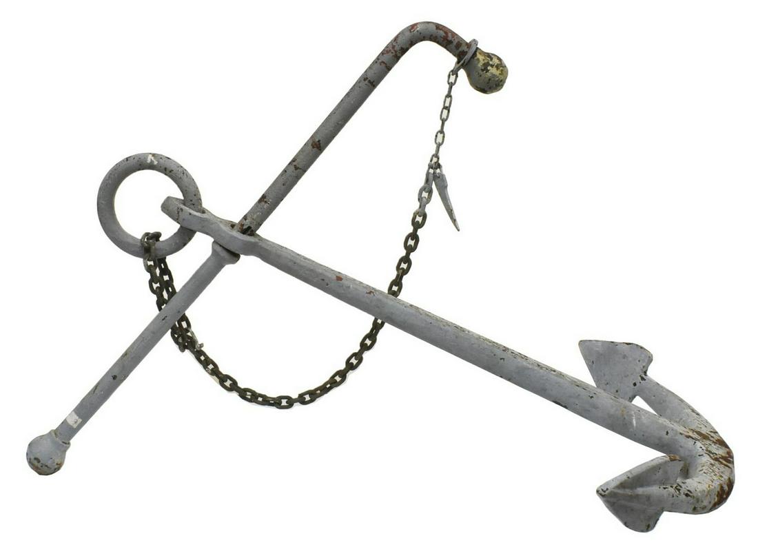 LARGE PATINATED IRON SHIPS ANCHOR (1 of 3)