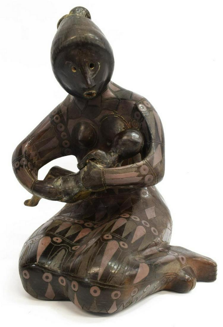 MAX KERLOW (MEX) BLACKWARE POTTERY MOTHER & CHILD (1 of 7)
