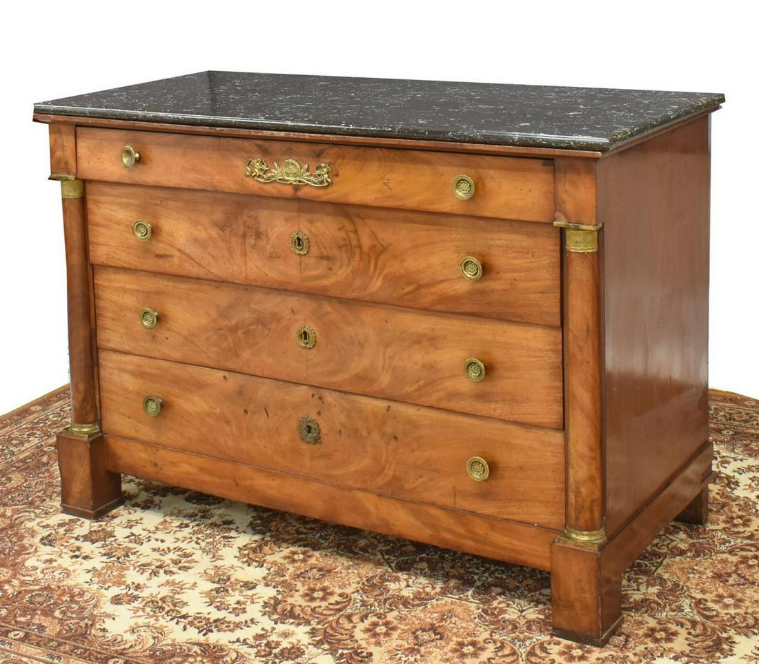 FRENCH EMPIRE STYLE MARBLE-TOP COMMODE (1 of 5)