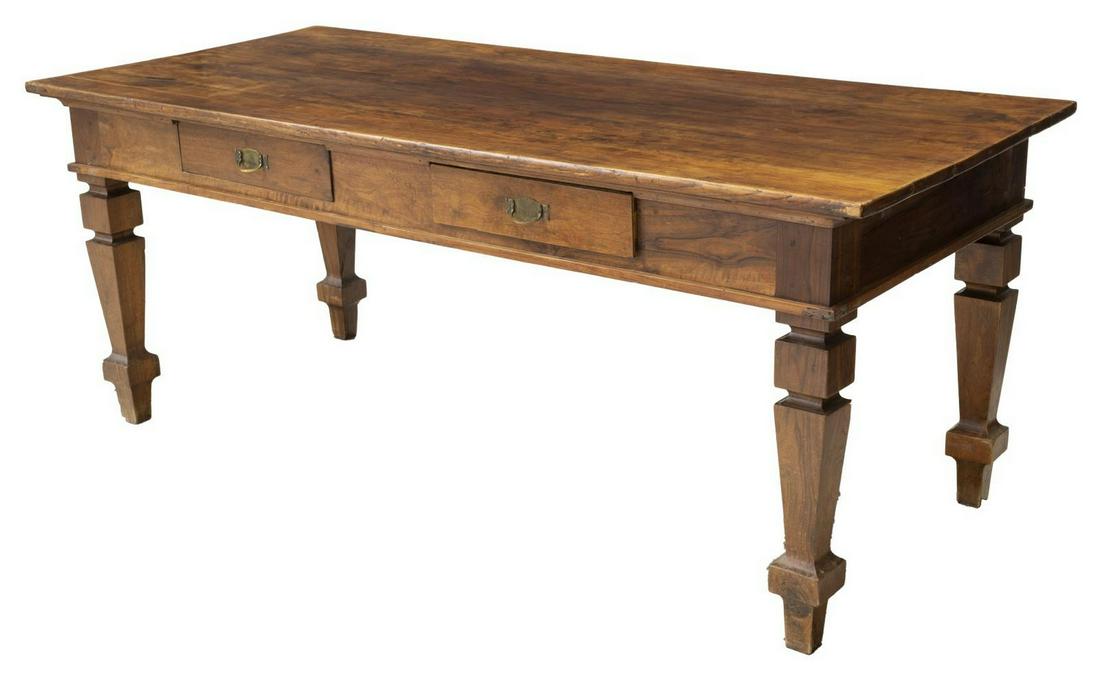 RUSTIC FRENCH MIXED WOOD FARMHOUSE TABLE, 80"L (1 of 3)